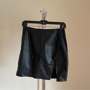 Black Faux Leather Mini Skirt